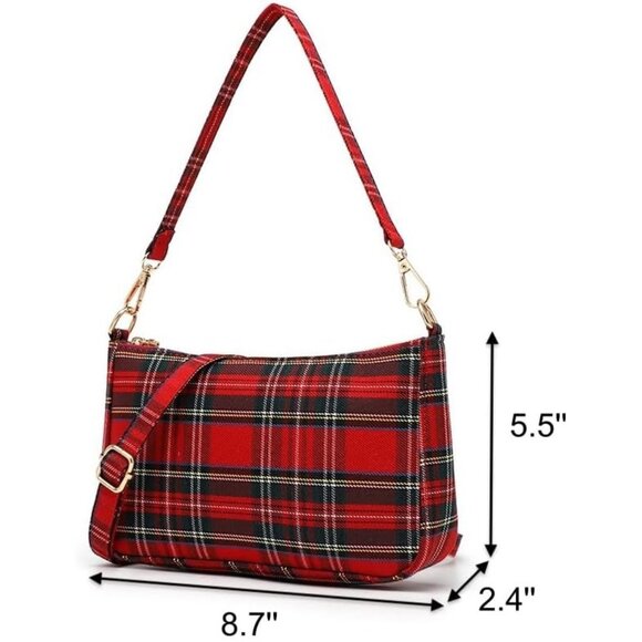 Plaid Crossbody Bag Nylon Water-Resistant Adjustable Strap Women Teens - Picture 6 of 7
